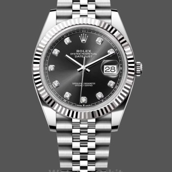 Replica Rolex Datejust 41mm Black Diamond Dial White Rolesor Case m126334 0012 Herrenuhr