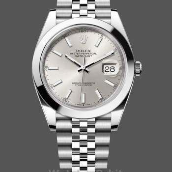 Replica Rolex Datejust 41mm m126300 0004 Silber Stick Zifferblatt Oystersteel Gehäuse Domed Lünette