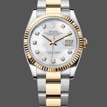 Replica Rolex Datejust 41mm Steel and Yellow Gold 126333 0017 White Mop Diamond Oyster