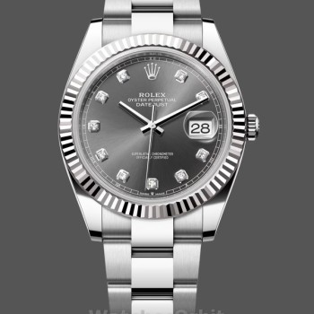 Replica Rolex Datejust m126334 0005 Fluted Bezel Dark Rhodium Grey Dial 41MM Herren Replica Uhr