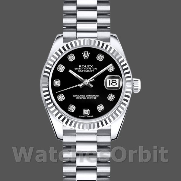 Replica Rolex Datejust m178274 Black Diamond Dial Fluted Bezel 31MM Lady Replica Uhr Exklusive Damen Replica Uhr online kaufen