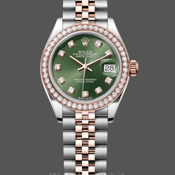 Replica Rolex Datejust Olive Green Diamond Steel & Rose Gold 279381RBR 0007 Lady Uhr