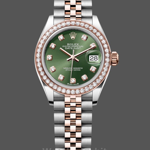 Replica Rolex Datejust Olive Green Diamond Steel & Rose Gold 279381RBR 0007 Lady Uhr Moderne Replik