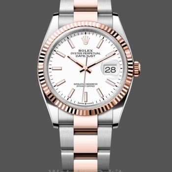 Replica Rolex Datejust Edelstahl und Roségold m126231 0018 Weißes Index-Zifferblatt Oyster