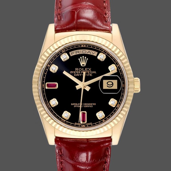 Replica Rolex Day Date 118138 0020 Gelbgold Diamant Rubin 36 mm Exklusive Verarbeitung