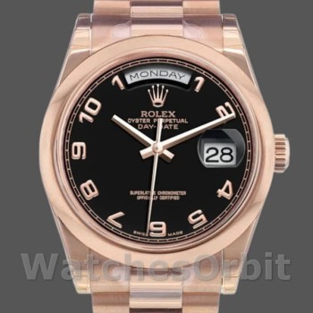 Replica Rolex Day-Date 118205 Black Arabic Dial 36mm Unisex Replica Uhr