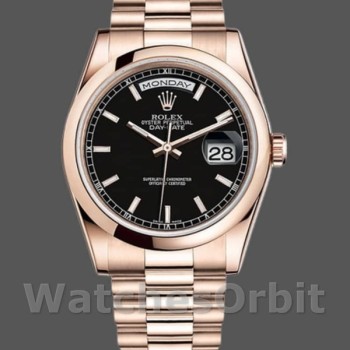 Replica Rolex Day Date 118205 Black Dial 36mm Unisex Replica Uhr
