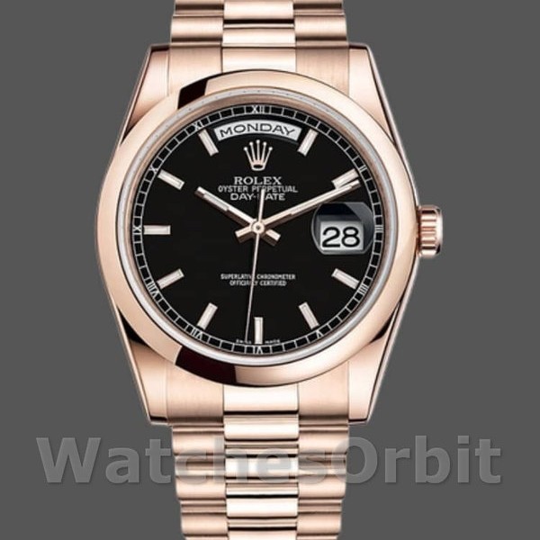 Replica Rolex Day Date 118205 Black Dial 36mm Unisex Replica Uhr, Replica Uhr, Sportliches Design