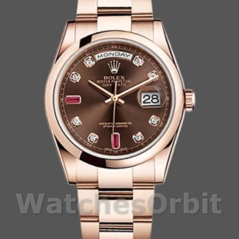 Replica Rolex Day-Date 118205 Chocolate Brown Dial 36mm Unisex Replica Uhr