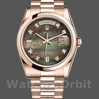 Replica Rolex Day-Date 118205 Dark Mother of Pearl Black Dial 36mm Unisex Replica Uhr