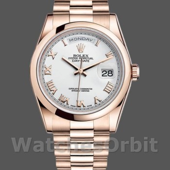 Replica Rolex Day-Date 118205 Everose Gold White Dial 36mm Unisex Replica Uhr