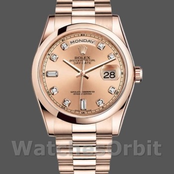 Replica Rolex Day-Date 118205 Rose Gold Champagne Diamond Dial 36mm Unisex Replica Uhr