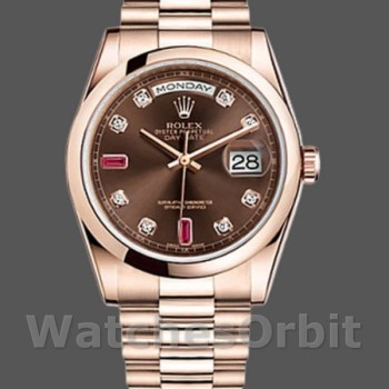 Replica Rolex Day-Date 118205 Rose Gold Chocolate Brown Dial 36mm Unisex Replica Uhr