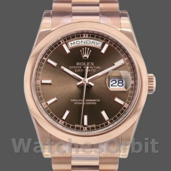 Replica Rolex Day-Date 118205 Rose Gold Chocolate Dial 36mm Unisex Replica Uhr