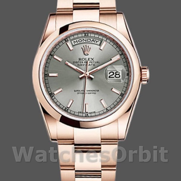 Replica Rolex Day-Date 118205 Rose Gold Grey Dial 36mm Unisex Replica Uhr, Replica Uhren, Edle Materialien