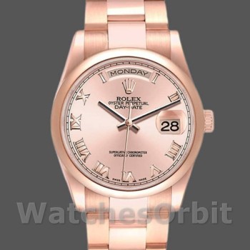 Replica Rolex Day-Date 118205 Rose Gold Pink dial 36mm Unisex Replica Uhr