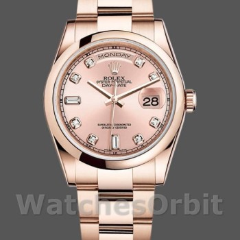 Replica Rolex Day-Date 118205 Rose Gold Pink Diamond Dial 36mm Unisex Replica Uhr