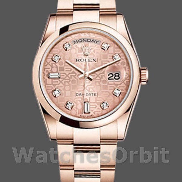 Replica Rolex Day-Date 118205 Rose Gold Pink Jubilee Diamond Dial 36mm Unisex Replica Uhr, Replik, Elegantes Design