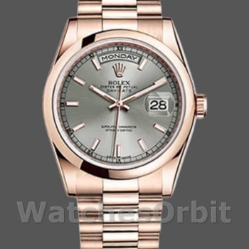 Replica Rolex Day-Date 118205 Rose Gold Rhodium Grey Dial 36mm Unisex Replica Uhr