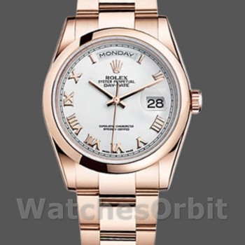 Replica Rolex Day-Date 118205 Weißes römisches Zifferblatt 36mm Unisex Uhren Replica Uhr