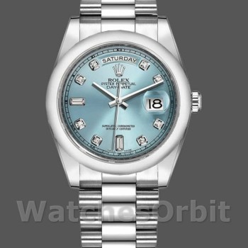 Replica Rolex Day-Date 118206 Ice Blue Dial Diamond Platinum 36mm Unisex Replica Uhr