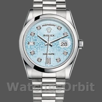 Replica Rolex Day-Date 118206 Ice Blue Diamonds Dial 36mm Unisex Replica Uhr