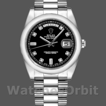 Replica Rolex Day Date 118206 Platinum Black Diamond Dial 36mm Unisex Replica Uhr