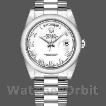 Replica Rolex Day-Date 118206 Weiß Römische Ziffern 36mm Unisex Replica Uhr