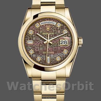Replica Rolex Day-Date 118208 Black Mother of Pearl Diamond Dial 36mm Unisex Replica Uhr