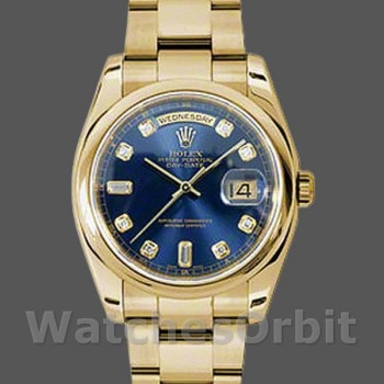 Replica Rolex Day-Date 118208 Blue Diamond Dial 36mm Unisex Replica Uhr