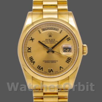 Replica Rolex Day-Date 118208 Champagner Zifferblatt Römische Ziffern 36mm Unisex Replica Uhr