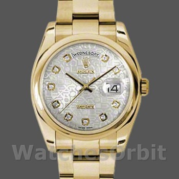 Replica Rolex Day-Date 118208 Silber Diamant Jubiläumszifferblatt 36mm Unisex Replica Uhr