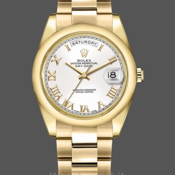 Replica Rolex Day-Date 118208 Weißes römisches Zifferblatt Römische Ziffern 36mm Unisex Replica Uhr