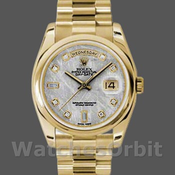 Replica Rolex Day-Date 118208 Gelbgold Meteoritengrau Diamant Zifferblatt 36mm Unisex Replica Uhr