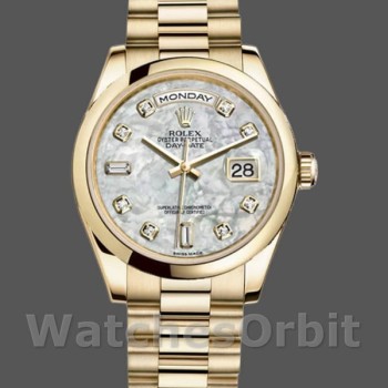 Replica Rolex Day-Date 118208 Gelbgold Mother of Pearl Diamond Dial 36mm Unisex Replica Uhr