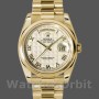 Replica Rolex Day-Date 118208 Gelbgold Römische Ziffer Pyramide Elfenbein Zifferblatt 36mm Unisex Replica Uhr