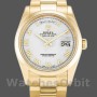 Replica Rolex Day-Date 118208 Gelbgold Weißes Zifferblatt Römische Ziffern 36mm Unisex Replica Uhr