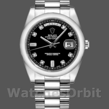 Replica Rolex Day-Date 118209 Black dial white gold 36mm Unisex Replica Uhr