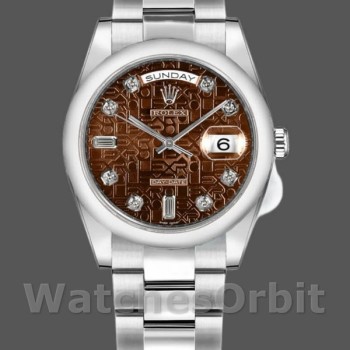 Replica Rolex Day-Date 118209 Jubilee Chocolate Brown Diamonds Dial 36mm Unisex Replica Uhr