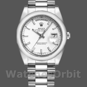 Replica Rolex Day-Date 118209 Oyster Armband Weißes Zifferblatt 36mm Unisex Replica Uhr