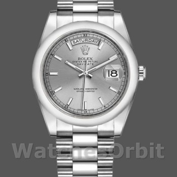 Replica Rolex Day-Date 118209 Silber Zifferblatt Weißgold 36mm Unisex Replica Uhr