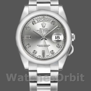 Replica Rolex Day-Date 118209 Silber Diamant Zifferblatt Automatik 36mm Unisex Replica Uhr