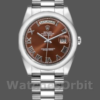 Replica Rolex Day-Date 118209 Weißgold Schokoladenbraunes Zifferblatt 36mm Unisex Replica Uhr