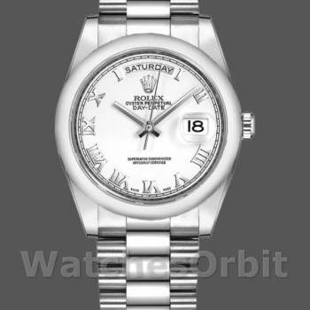 Replica Rolex Day-Date 118209 Weißgold Weißes Zifferblatt 36mm Unisex Replica Uhr