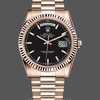 Replica Rolex Day-Date 118235 Black Dial Rose Gold 36mm Unisex Replica Uhr