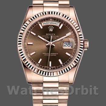 Replica Rolex Day-Date 118235 Everose Gold Case Chocolate Dial 36mm Unisex Replica Uhr
