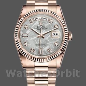 Replica Rolex Day-Date 118235 Everose Gold Meteorite Diamond Dial 36mm Unisex Replica Uhr