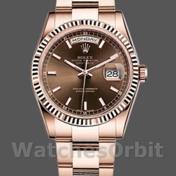 Replica Rolex Day-Date 118235 Fluted Bezel Chocolate Dial 36mm Unisex Replica Uhr