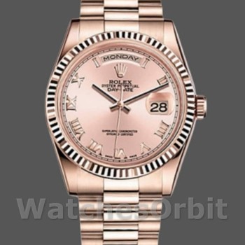 Replica Rolex Day-Date 118235 Pink Roman Numeral Zifferblatt 36mm Lady Replica Uhr