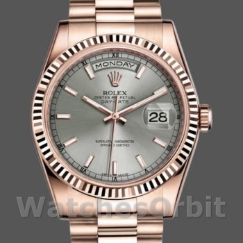 Replica Rolex Day-Date 118235 Rhodium Grey Dial Rose Gold 36mm Unisex Replica Uhr
